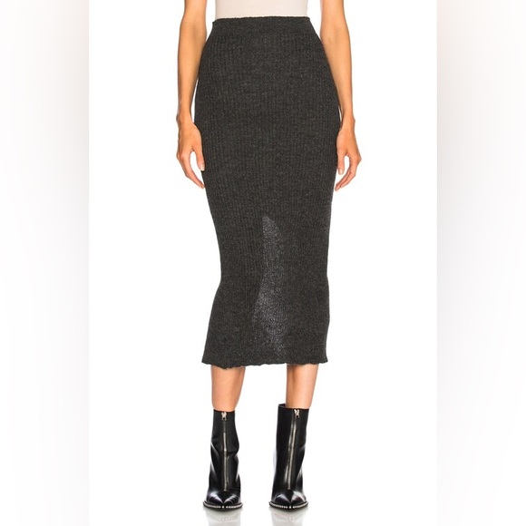 Acne Studios Dresses & Skirts - ACNE STUDIOS Randa Alpaca Wool Gray Ribbed Midi Skirt Size M
